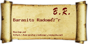 Barasits Radomér névjegykártya